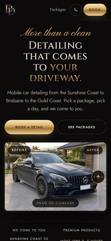 Detail District website on a phone