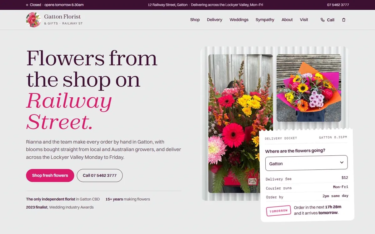 Gatton Florist rebuild on desktop