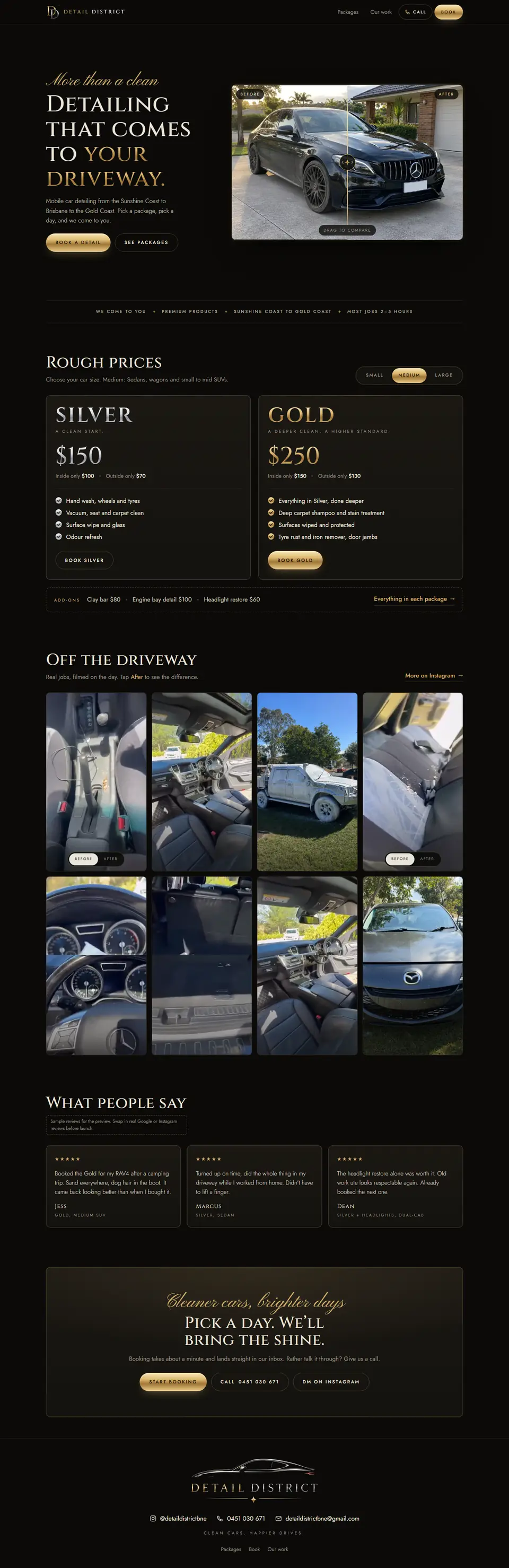 Detail District website on desktop