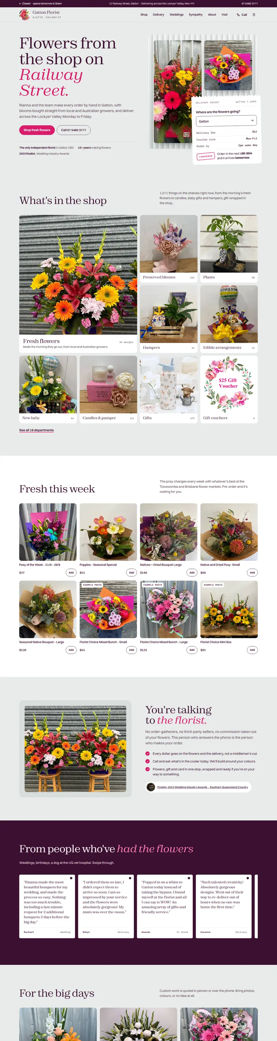 Gatton Florist rebuild on desktop