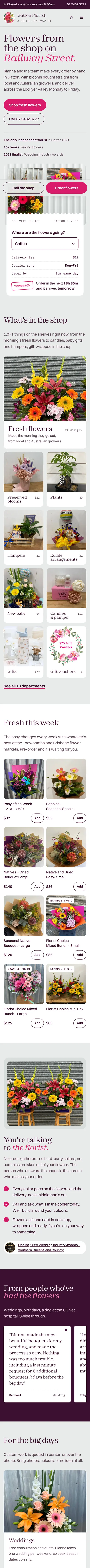 Gatton Florist rebuild on a phone